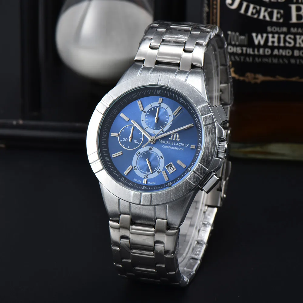 

Maurice Lacroix Watch for Men Stainless Steel Strap Three-Eye Multi-Functional Chronograph Quartz Watchwrist