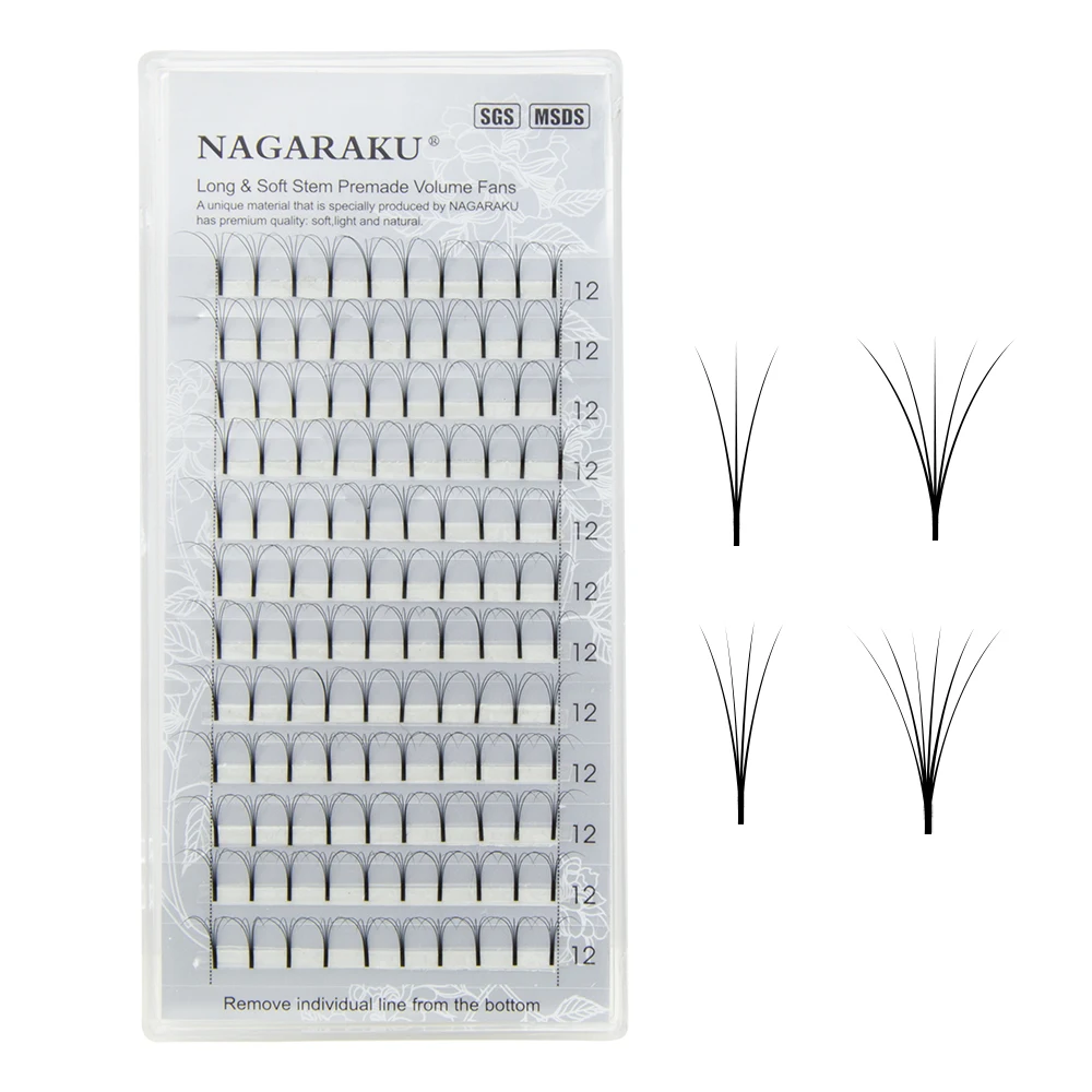 NAGARAKU eyelashes mink 12 Lines 3D-6D Premade Fans Russian Volume Black Faux Mink Premium Eyelash Application