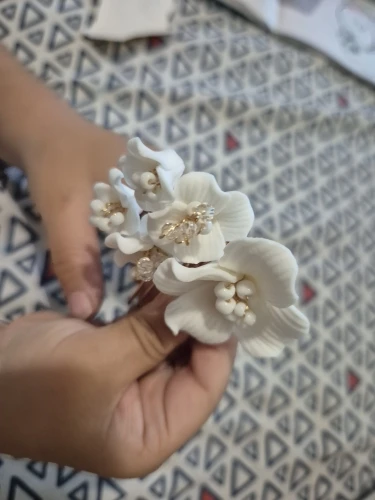 Porcelain Flower Hair Comb Pin Clip Gold Silver Color Head Piece Brides Bridesmaids Hairpin Wedding Accessories Bridal Jewelry