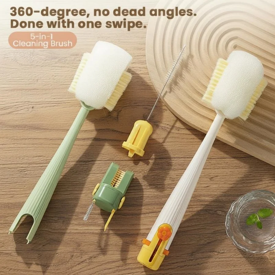 5-in-1cup Washing Tool for Household Use Multifunctional Cup Brush Water Cup Thermos Cup Brush Milk Bottle Cleaning Sponge Brush 2