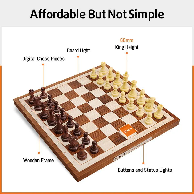 Chessnut Air Electronic Chess Set with Extra Queens LEDs AI Adaptive Electronic Chess Set Game and App with Computer Chess Board