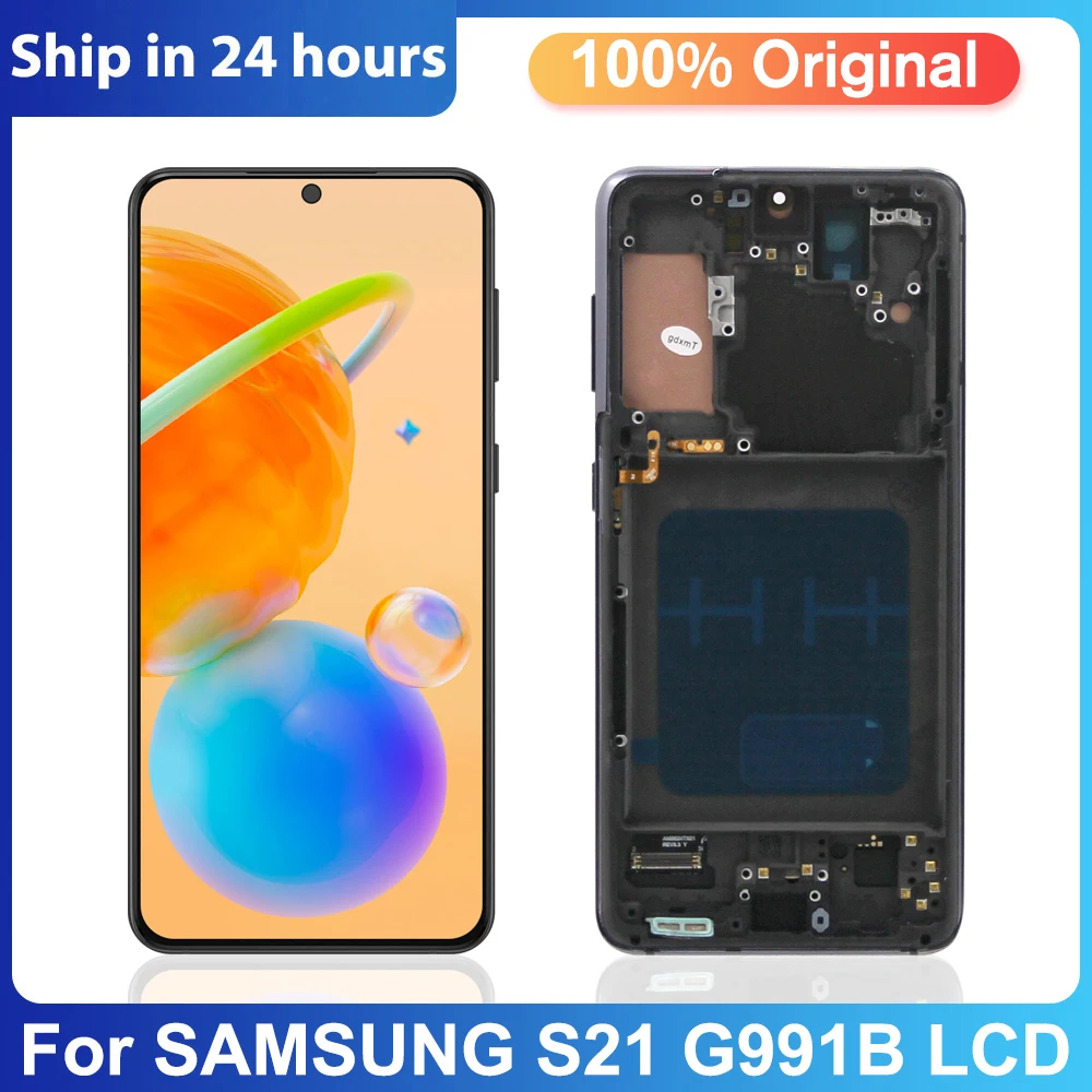 

Super AMOLED For Samsung Galaxy S21 LCD Display with Frame Touch Screen Digitizer Replacement For Galaxy S21 5G SM-G991B Display