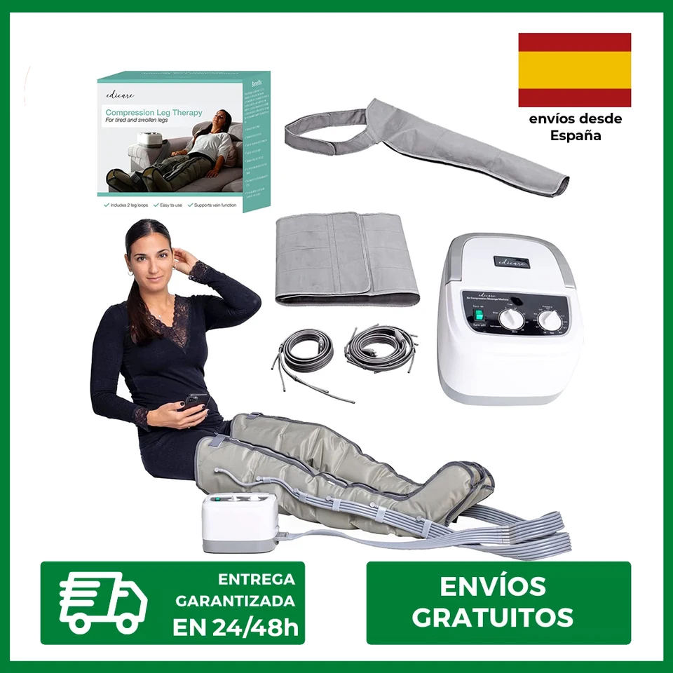 Presoterapia para Casa, para Piernas y Pies Cansados, 6 Valvulas, Favorece  una Mejor Circulación, Drenaje Linfático, Fácil Uso, Eficacia Profesional,  Edicare - AliExpress