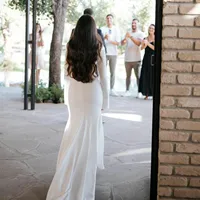 Elegant Mermaid Stain Wedding Dress Arabic Wedding Dresses Long Sleeve Party Dress Modest 2025 Celebrity Bridal Dress Cstomized 2