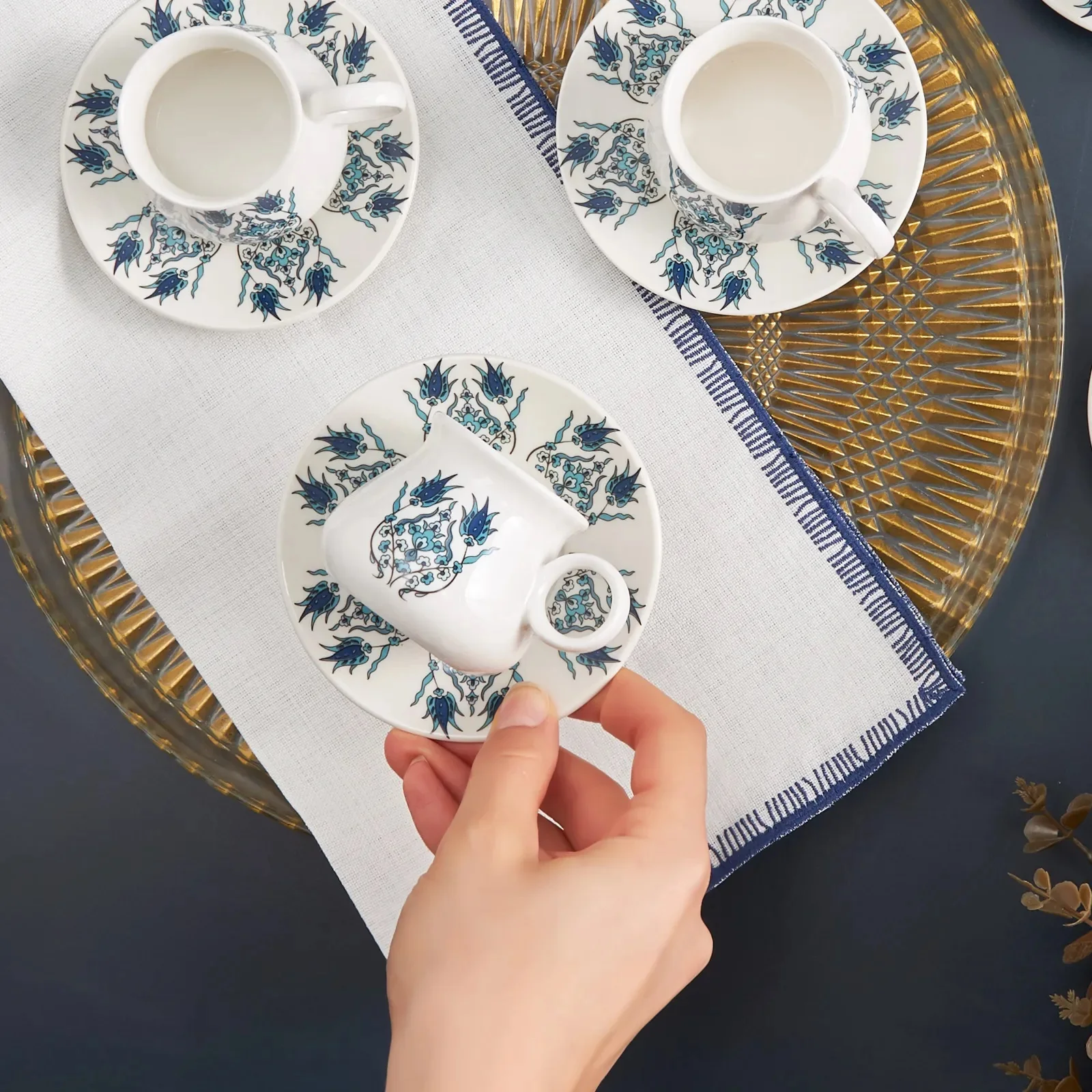 Turkish Coffee Cup Set 12 Pcs For 6 People 90ml Porcelain Ceramic Saucer Mug  Different Patterns Luxury Best Home Kitchen TURKEY - AliExpress