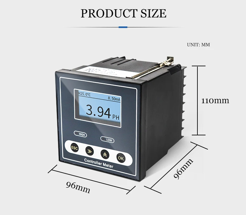 Industrial Online PH Meter PH Controller ORP Sensor Electrode Probe Tester Conti
