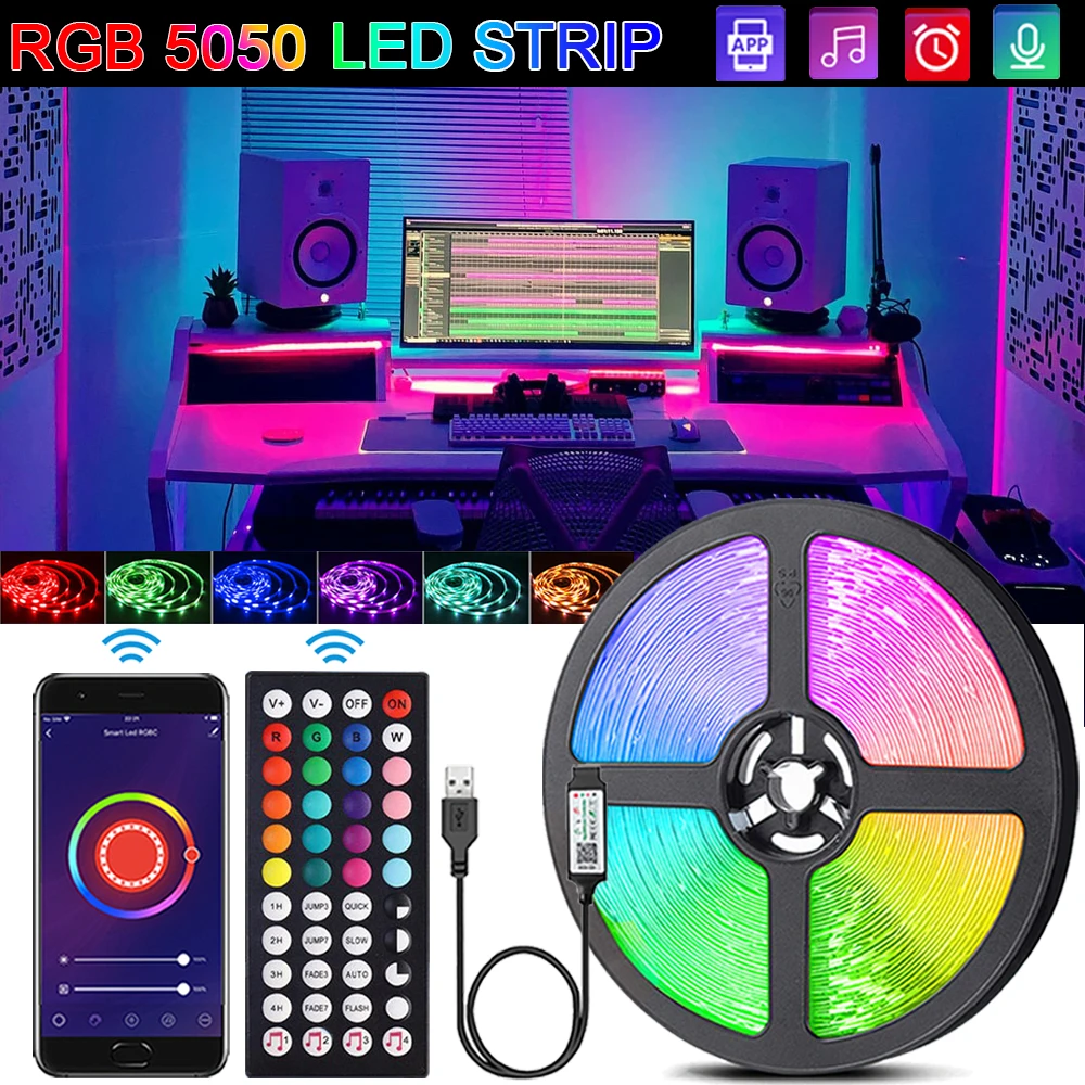 Mikenoon 5V RGB 5050 LED Light Strip with USB & Remote Control 1