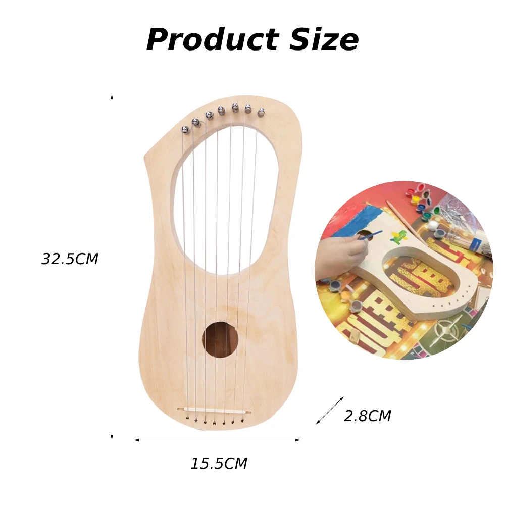 7 String DIY Set Harp Making Material Set Ancient Strings Instrument Lyres Wood String Instrument Boys and Girls Kids Gift