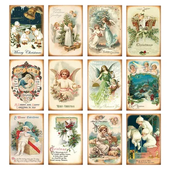 👼 Vintage Christmas Angel Greeting Cards – 12-Piece Victorian Blessings Postcard Set 1