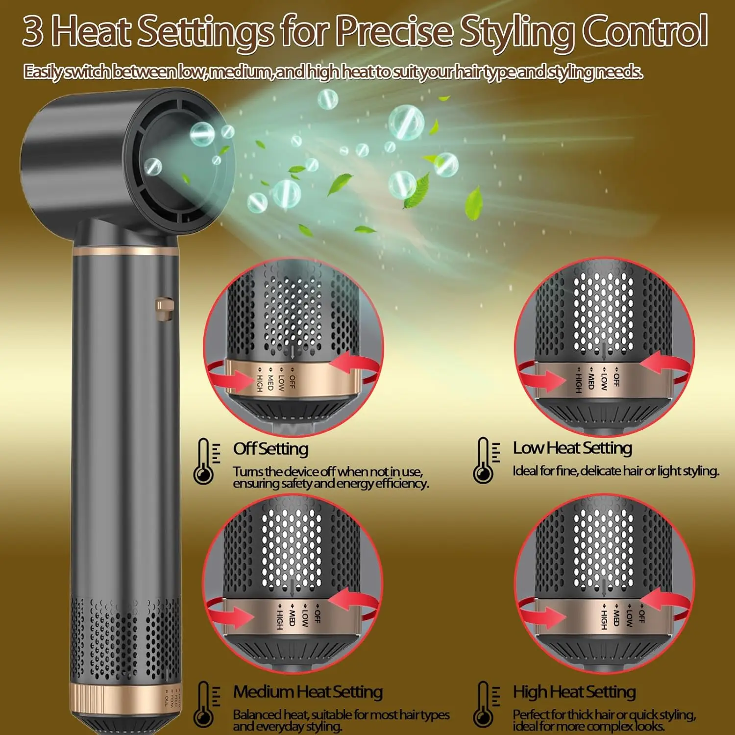 5 in 1 Hair Dryer Brush Hot Air Curling Brush Negative Ion Air Styler for All Hair Types Home and Travel