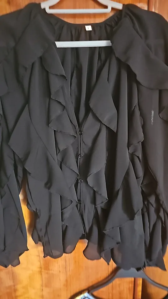 Guobioziy Women's Ruffled Semi-Transparent Blouse photo review