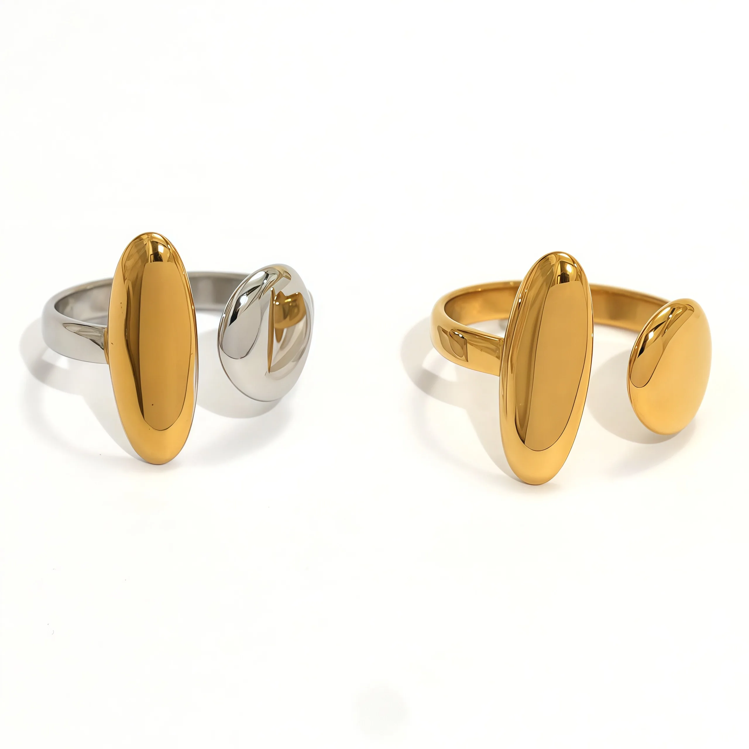 Modische Geometrie-Design-Edelstahlringe, beständig, 18 Karat PVD-beschichtet, schlicht, schlankes Metall, Modeschmuck, Bijoux-Geschenk 2025 – Detail 8