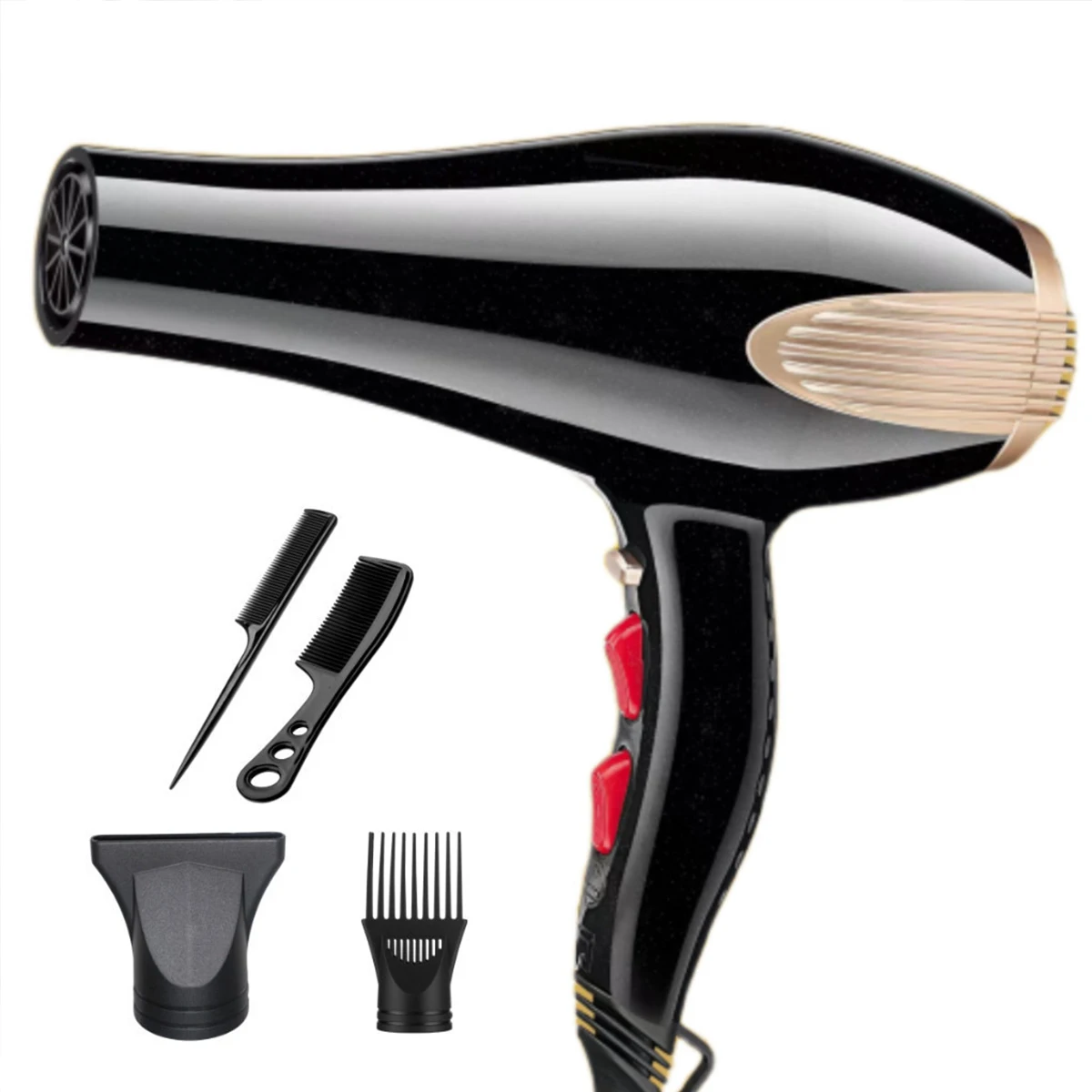 110V Professional Hair Dryer 6000W Curler Black ion Silent Voltage 110V