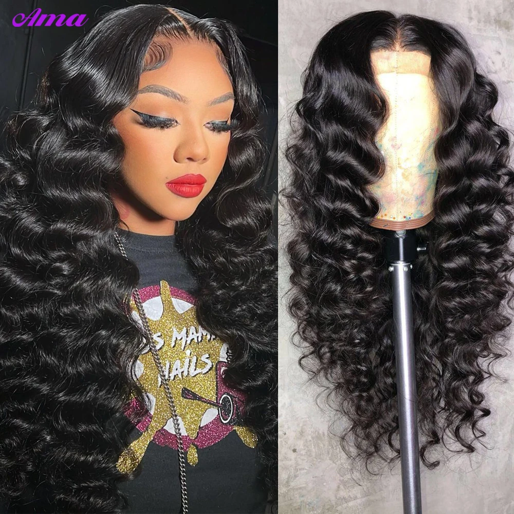 

28 30 Inch Glueless Loose Deep Wave Lace Frontal Wig 13x4 Pre Plucked Lace Front Human Hair Wigs For Women 5x5 Lace Closure Wig