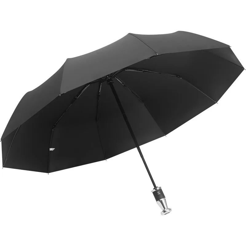 For Bentley Rolls-Royce AMG 10 Bone Silver Plated Fully Automatic Three-fold Luxury Cars Short Handle Black Glue Umbrella
