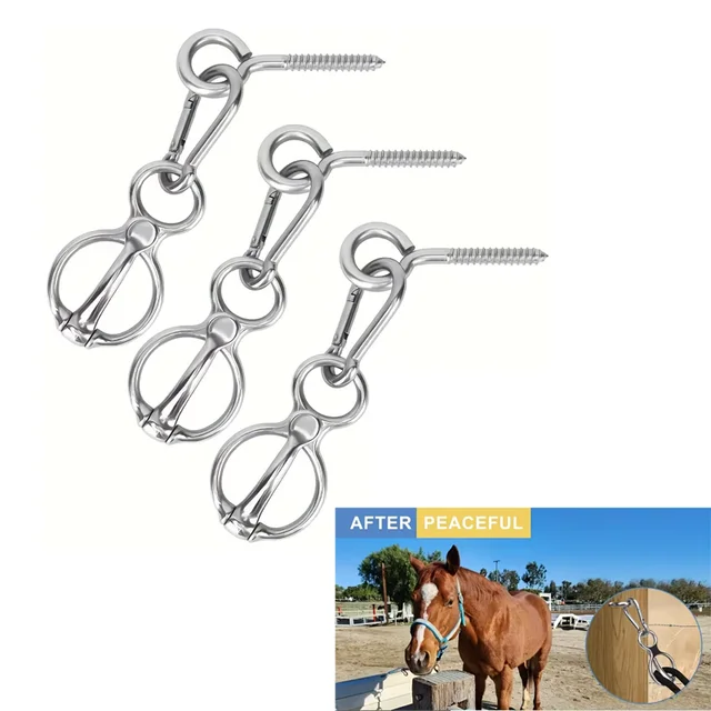 1pcs Safety Horse Hitching Ring Stainless Steel Horse Tie Ring  With Easy Clip And Fixed Plate, Durable Equestrian Equipment