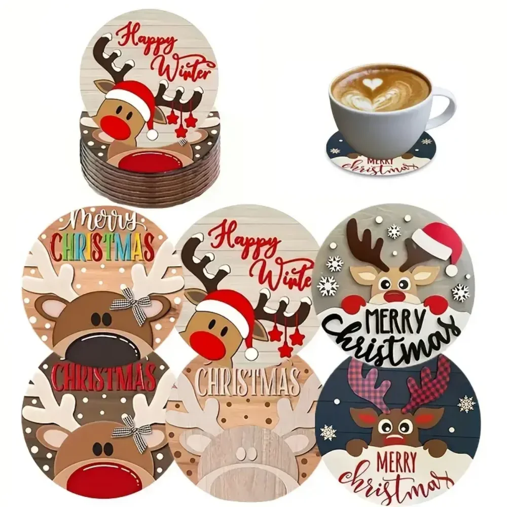 Wooden Christmas Coaster Set 1