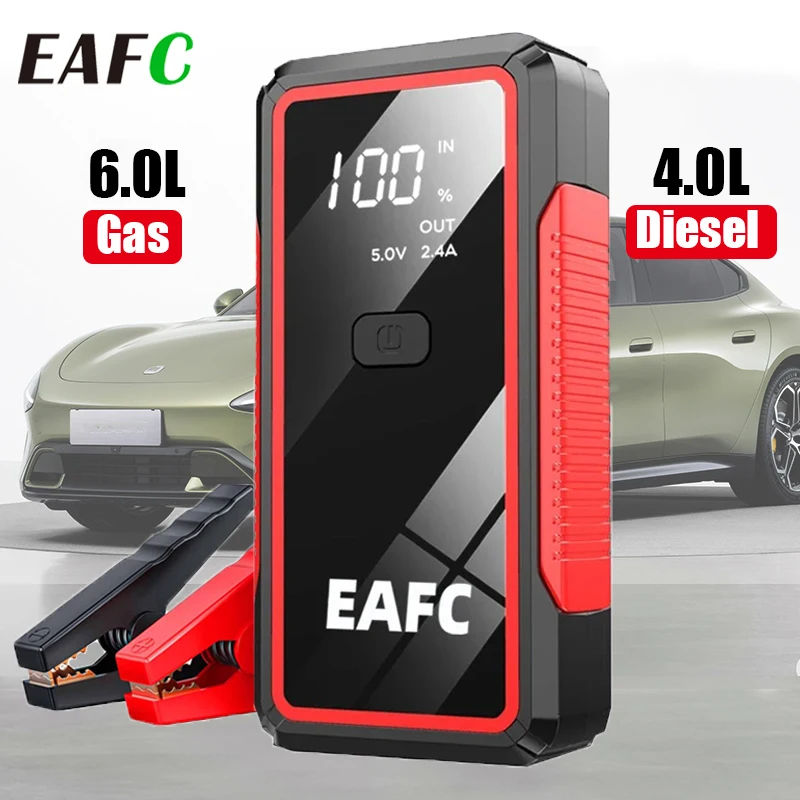 EAFC 2000A / 600A Démarreur de Voiture Portable, Batterie Externe, Booster de Batterie de Voiture 12V, Dispositif de Démarrage Auxiliaire pour Diesel et Essence