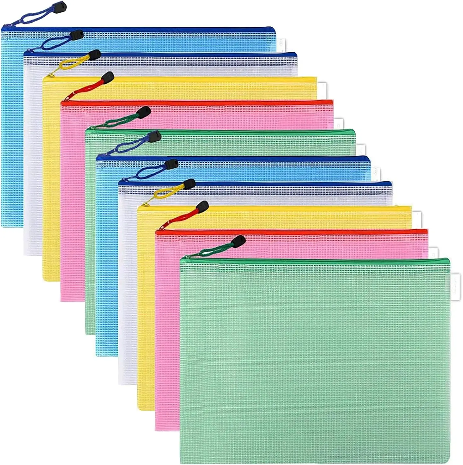 Multi Color Waterproof Zipper File Bags Set