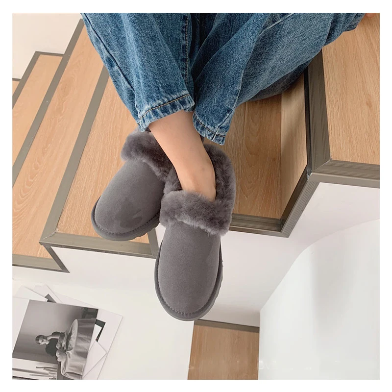 

Wool Warm Cotton Shoes Women Snow Patchwork Ankle Short Boots Round Head Zapatillas Mujer Soft Sole Botas Femininas