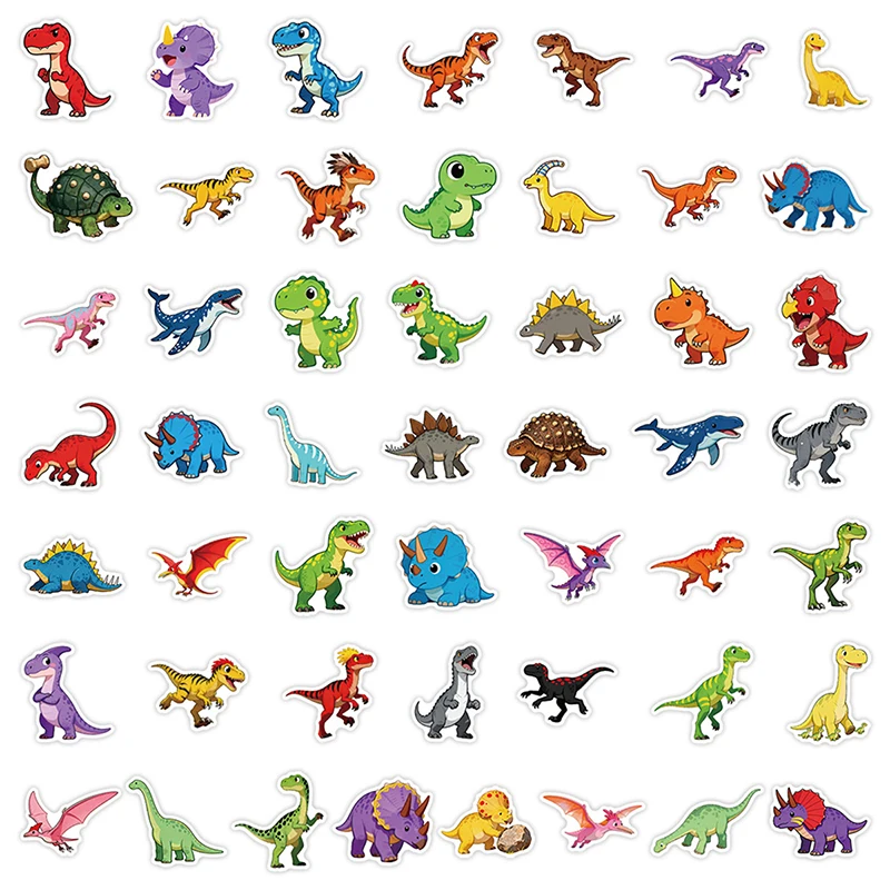 100-teiliges Dinosaurier-Aufkleber-Set, niedliche Cartoon-Tier-Aufkleber, Vinyl, wasserfest, für Scrapbooking, Skateboards, Laptops – Detail 6