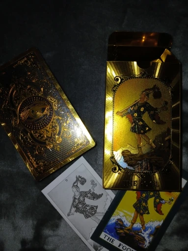 Golden Foil Tarot Cards – Spanish & English Bilingual Deck