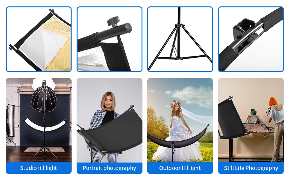 Selens 4 Colors Collapsible U-type Reflector Light Reflective Screen With Tripod