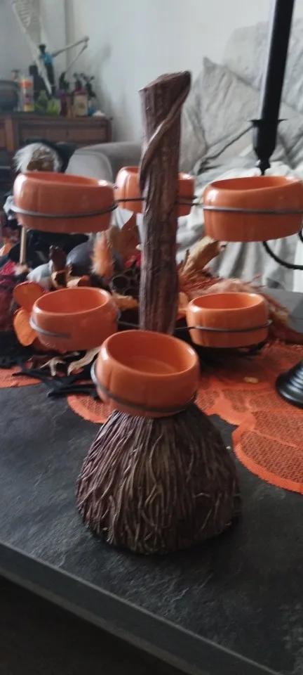 Witchy Nibbles: Halloween Broomstick Snack Bowl Stand – Creative and Fun Party Serving Ornament photo review