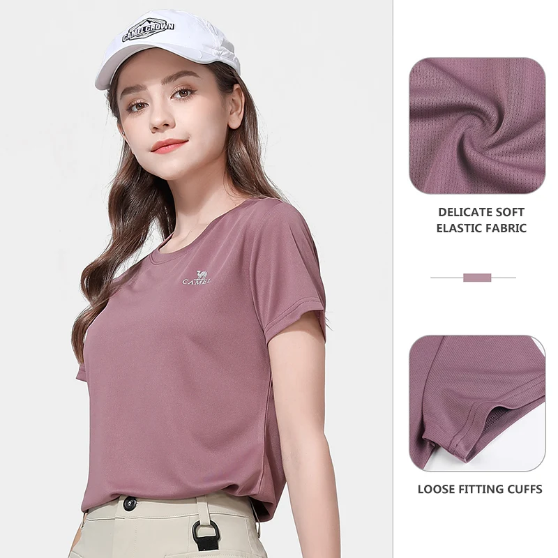 GOLDEN CAMEL Sports T-Shirts Men Women Quick Dry Short Sleeves Casual Elasticity Tops Shirt for Men Breathable Summer 2023 New