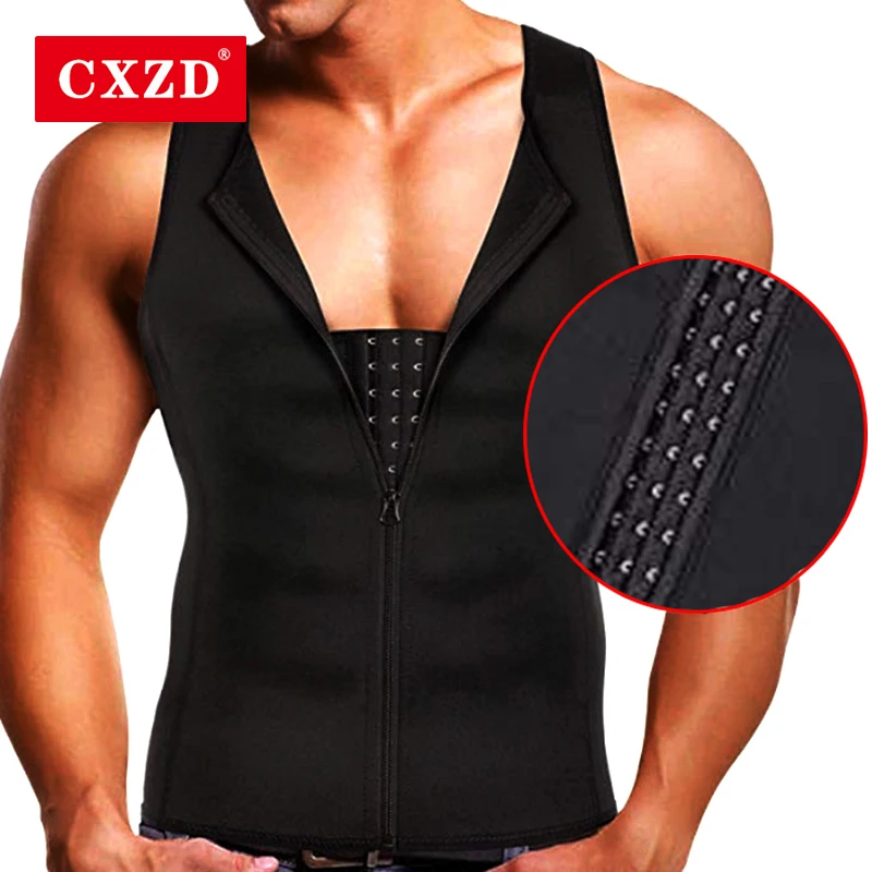 

CXZD Men's Slimming Modeling Strap Belt Slimming Corset Vest Compression Shapewear Slim Three-breasted Top Fat Burning Vest