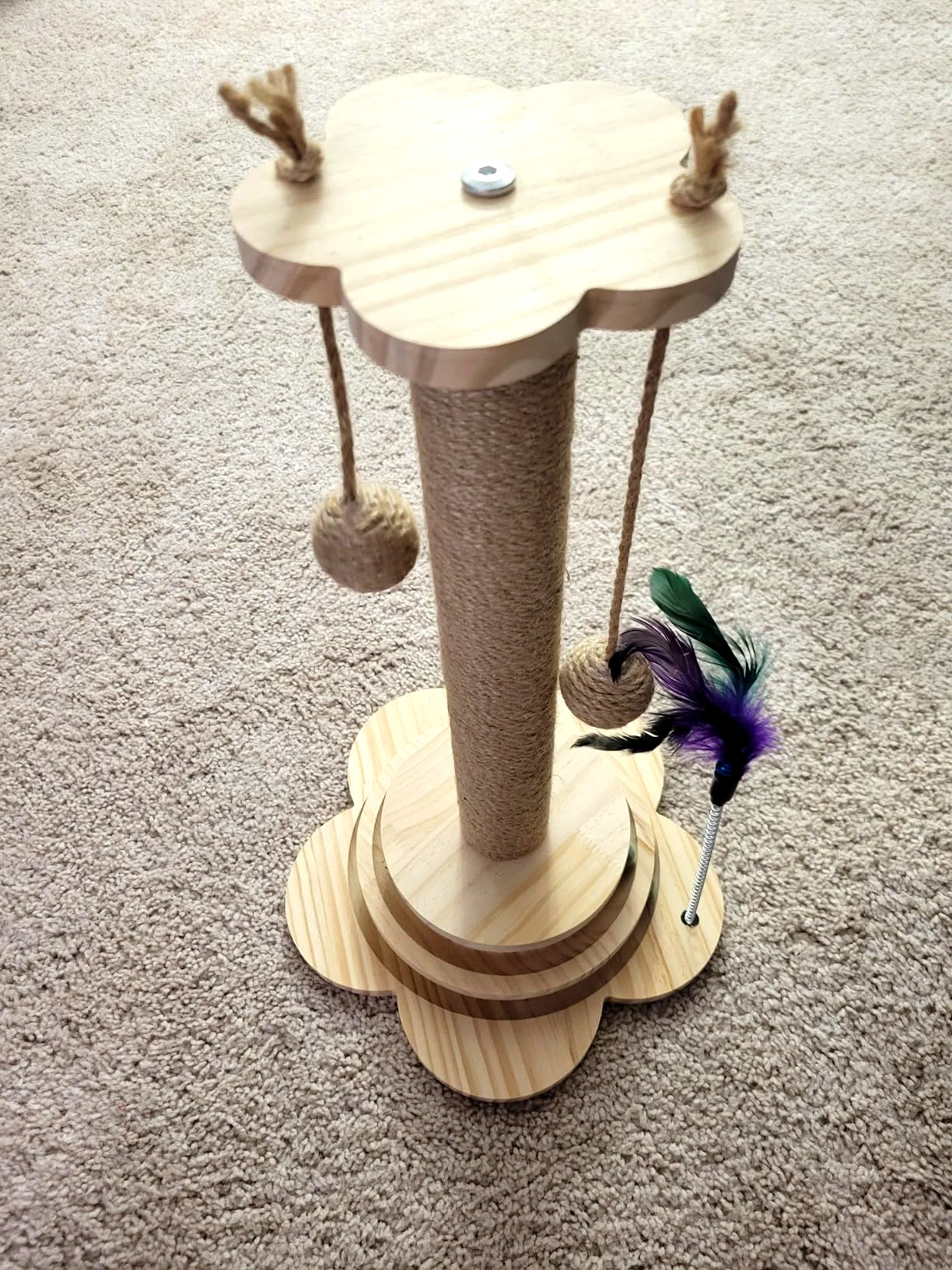 Cat Tower Durable Sisal Scratching Board Tree Pet Cat Toy Solid Wood Cat Turntable Cat Scratching Posts photo review