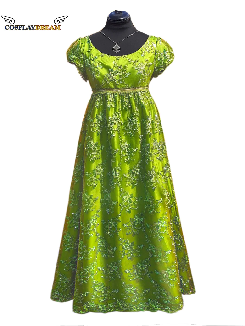 

Penelope Cosplay Green Lace Dress Women Jane Austen Regency Dress Noble Evening Gown Women Embroidered Lace Dress