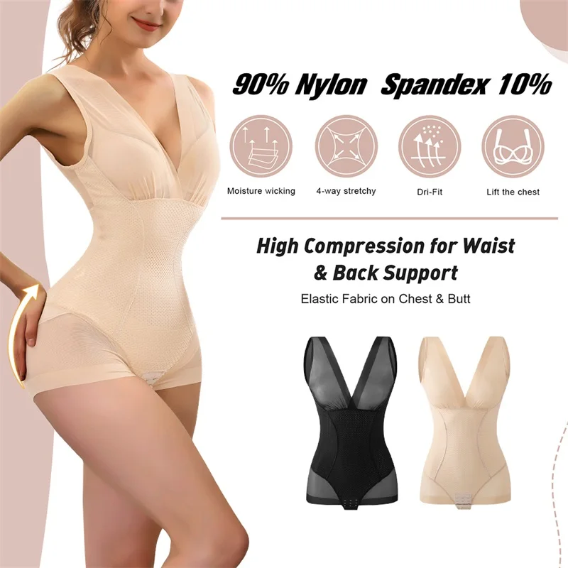 Sexy Mesh Shapewear Women Bodysuit Push Up Bra Redress Tank Top Waist Trainer Tummy Tuck BodyShaper Transparent Lingerie waist trainer women body shaper