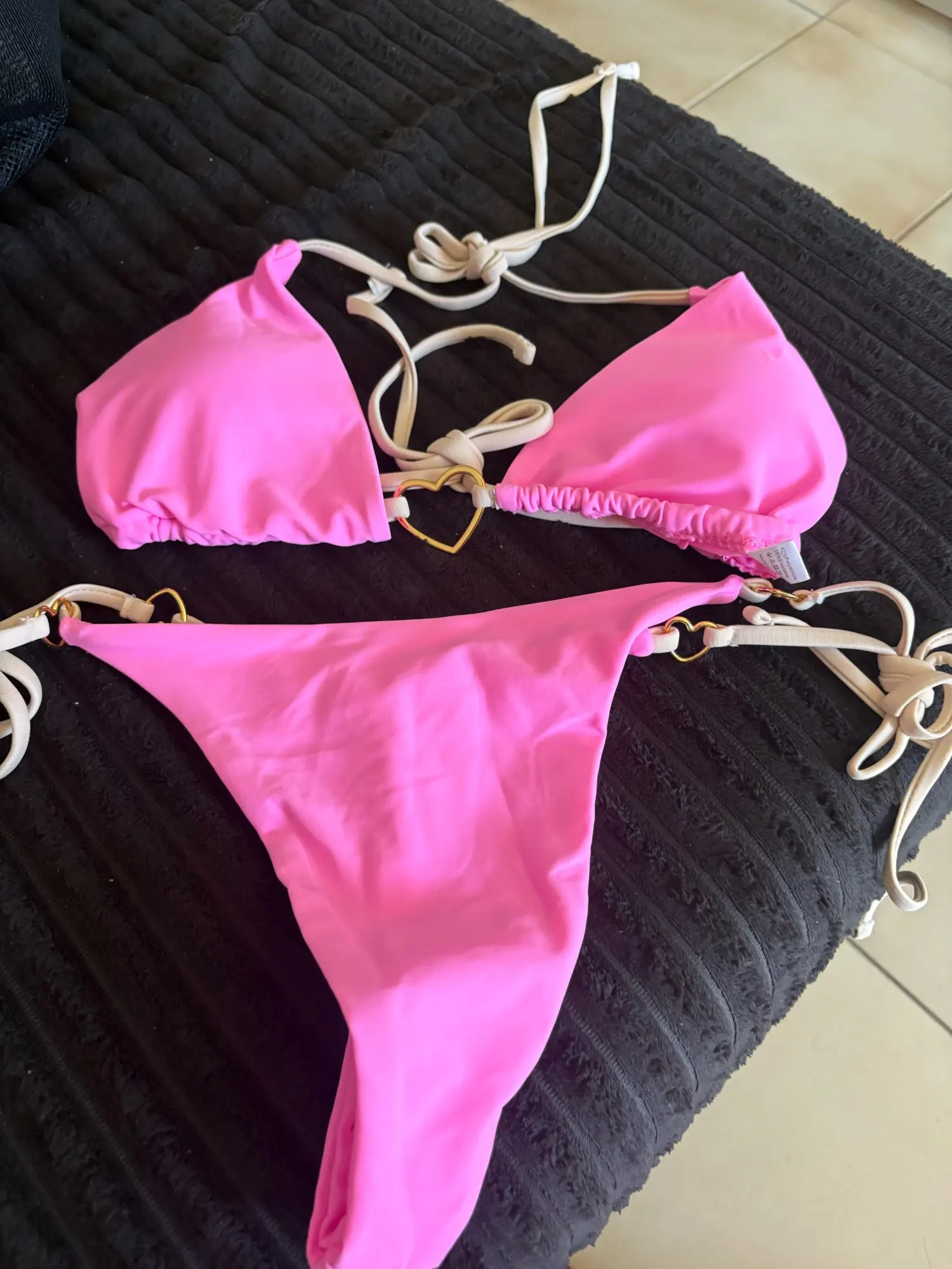 New Solid Color White Bikini Women suit Low Waist Lace-up Fashionable Swimsuit Two-piece Set photo review