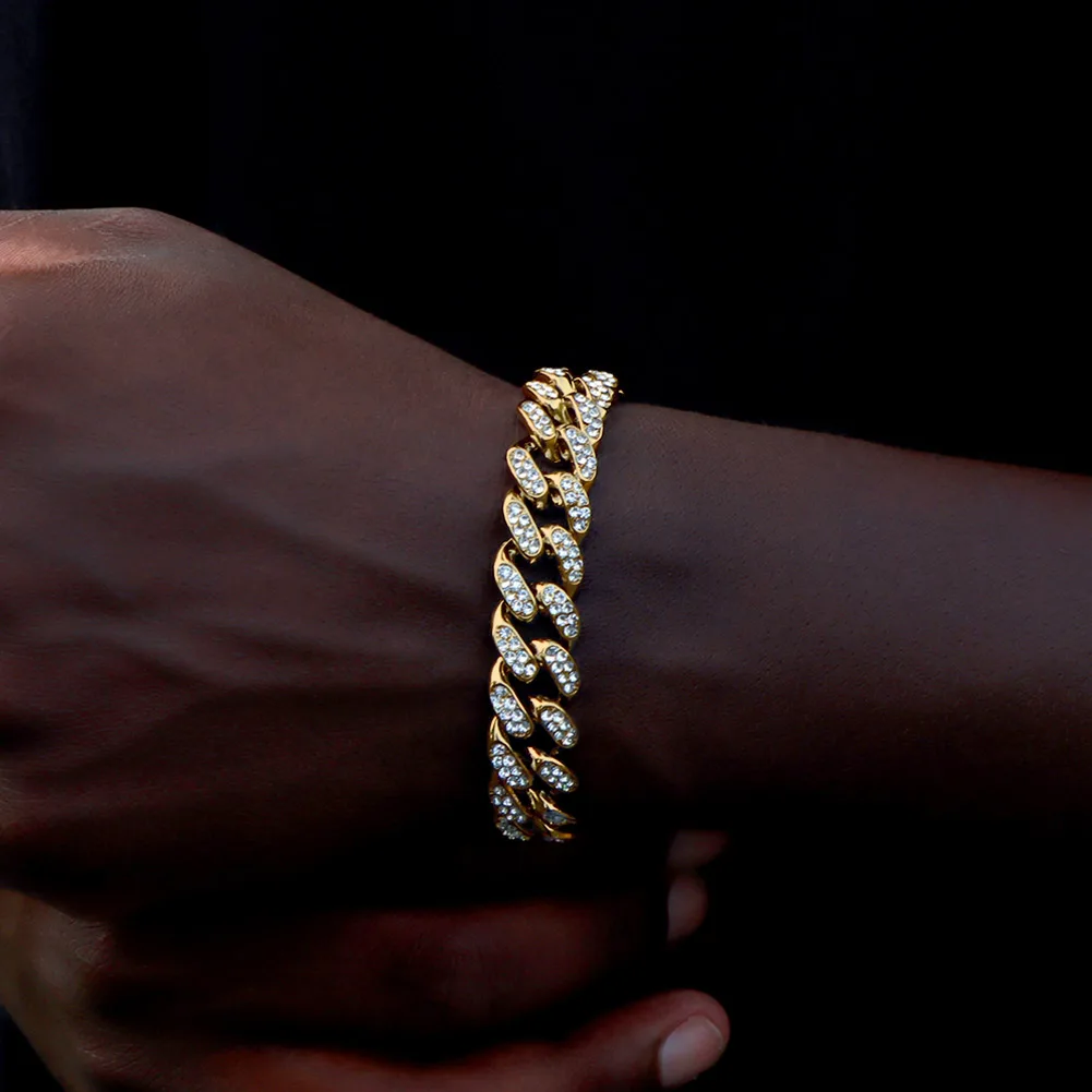 Hip Hop Cuban Link Bracelet Gold Color Detail