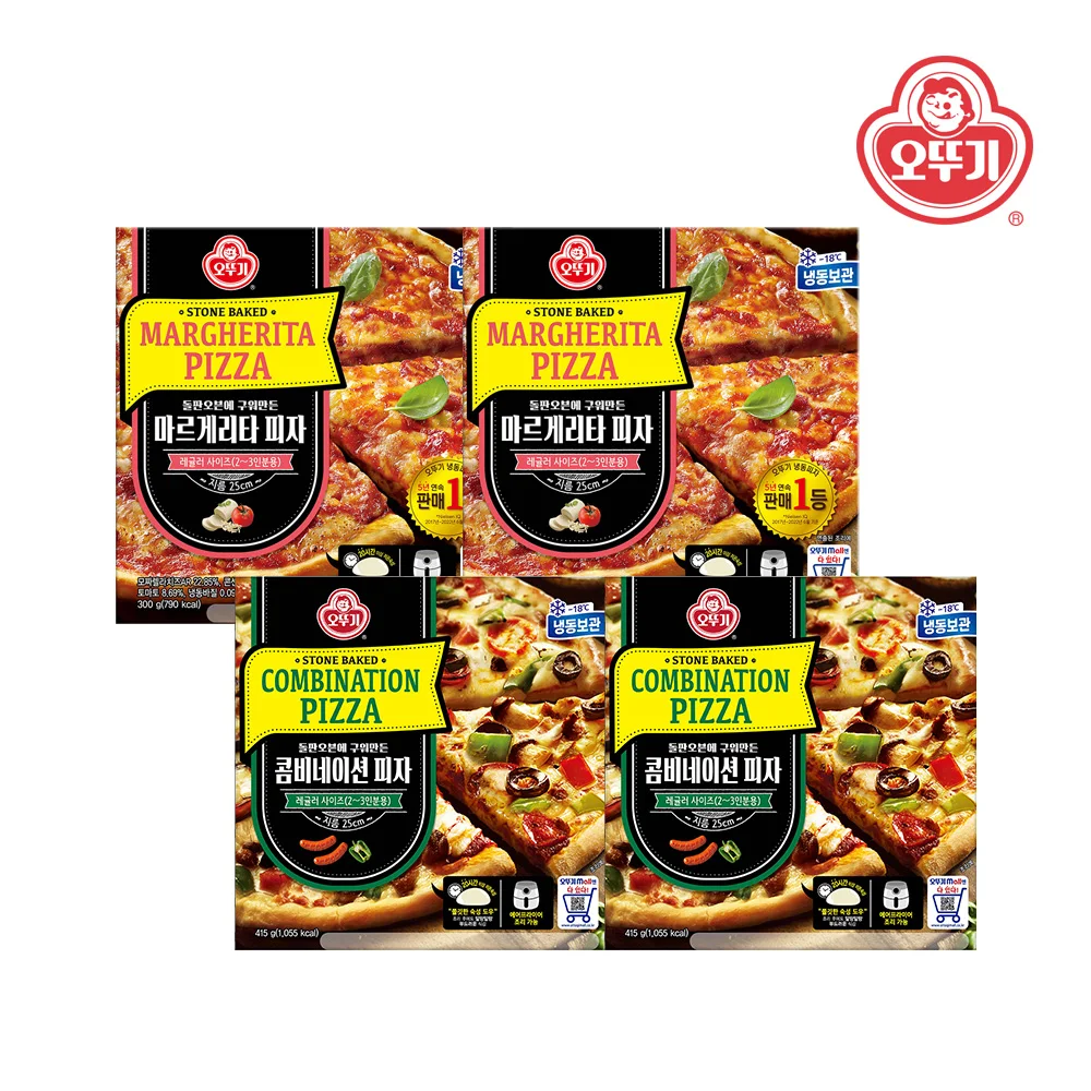 오뚜기 콤비네이션 피자 415g x 2개+마르게리타 피자 300g x 2개
