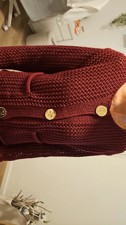 TRAF Knitted Sweater Cardigan For Women Autumn Long Sleeve Cropped Cardigans Ladies Outerwears Winter Button Knit Sweater photo review