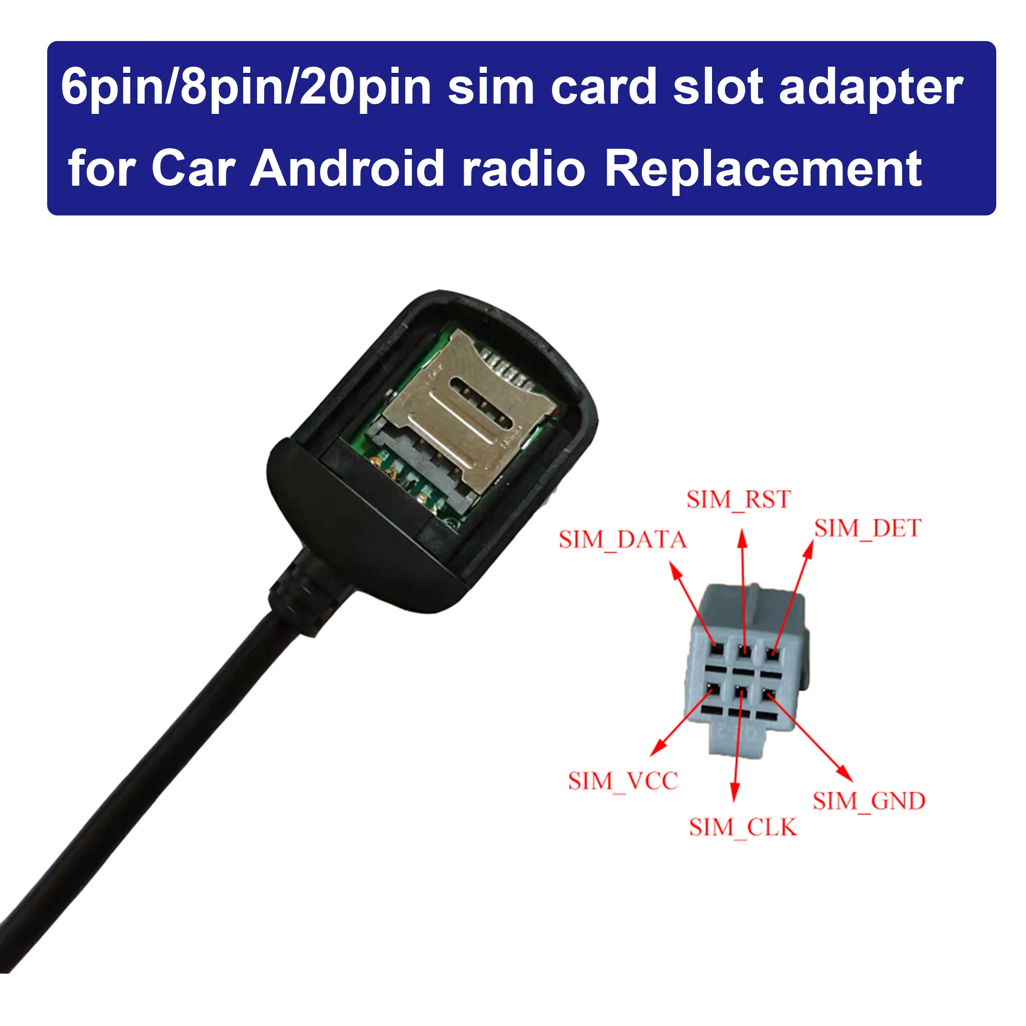 Adattatore Per Cavo Slot Per Scheda Sim 6In 4G Per Autoradio Android Multimedia Unità Di Navigazione Gps Sostituzione 8Pin 20Pin