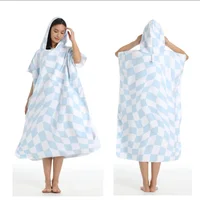 Quick-drying beach bathrobe hooded bath towel cape double-sided velvet zipper open surf changing bathrobe 1