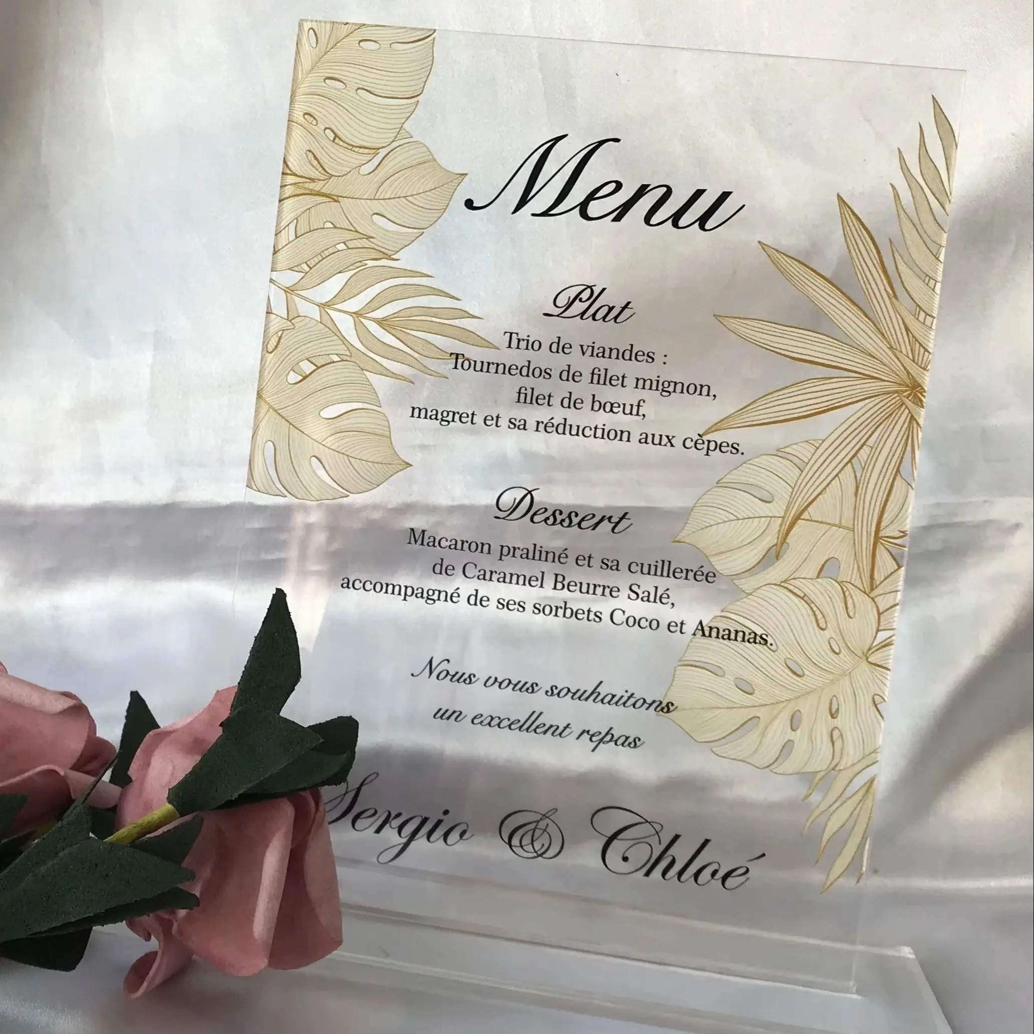 

Custom Acrylic Dinner Party Menu, Personalized Party Menu,Transparent, Wedding Party Favor Decoration, 10Pcs