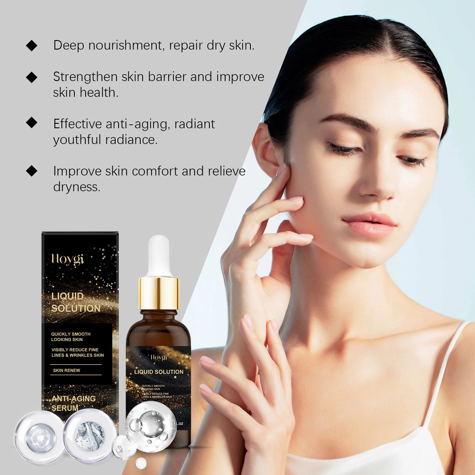 Hoygi Facial Serum Moisturizing Soothing Redness Fade Fine Lines Enhance Skin Elasticity Smoothing Softening Facial Serum