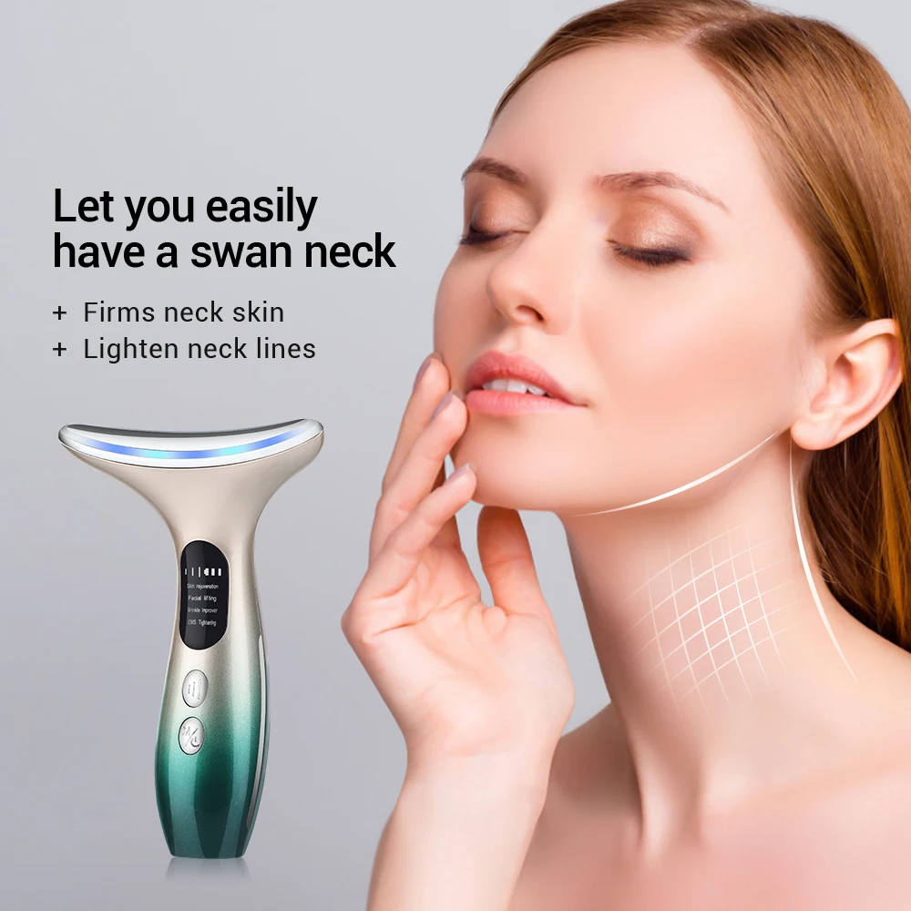 

EMS Neck Face Lift Beauty Device LED Photon Therapy Facial Massager Skin Tighten Reduce Double Chin Anti Wrinkle Remove