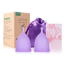 Reusable Medical Grade Silicone Menstrual Cup - 1S and 1L (2Pc-Bag-box-Purple)