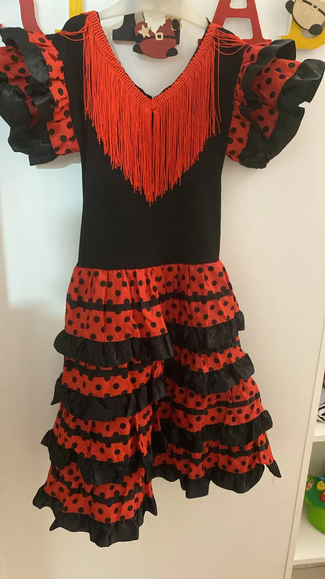 Vestido para niñas, hermoso disfraz de bailarina de Flamenco español, traje de baile para actuaciones de Sevilla de abril para niños photo review
