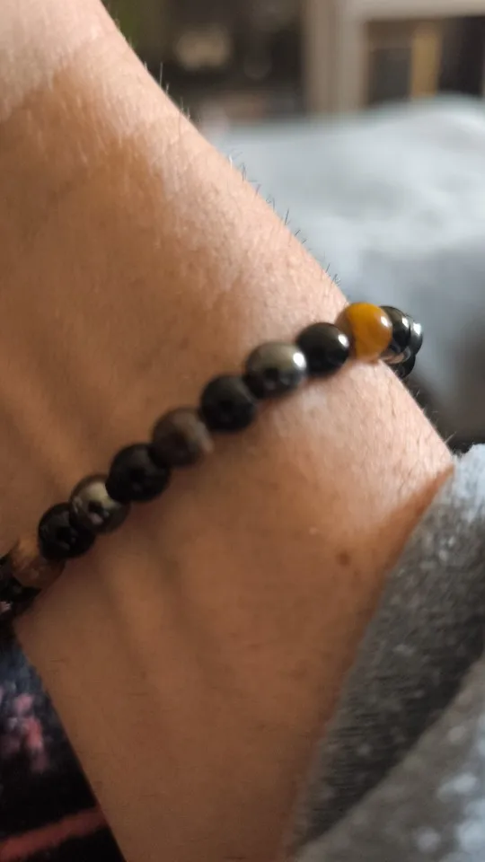 Triple Protection Bracelet: Tiger’s Eye, Obsidian & Hematite photo review
