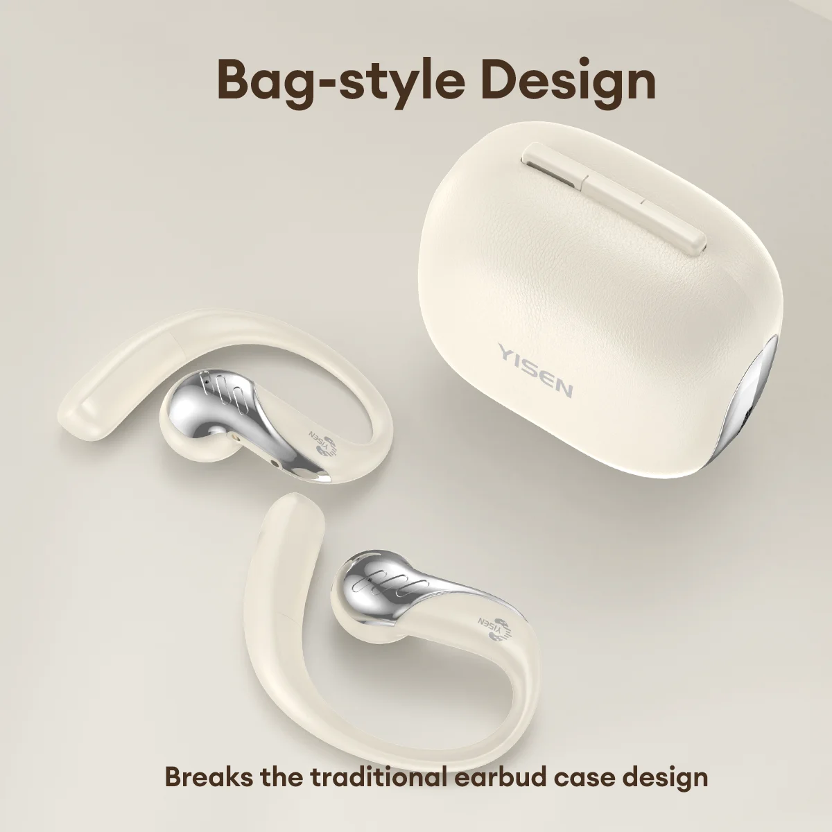 Auriculares Bluetooth Yisen M186 OWS con batería de larga duración elegantes auriculares pequeños para bolso de hombro control táctil baja latencia Bluetooth 5.4 llamadas HD