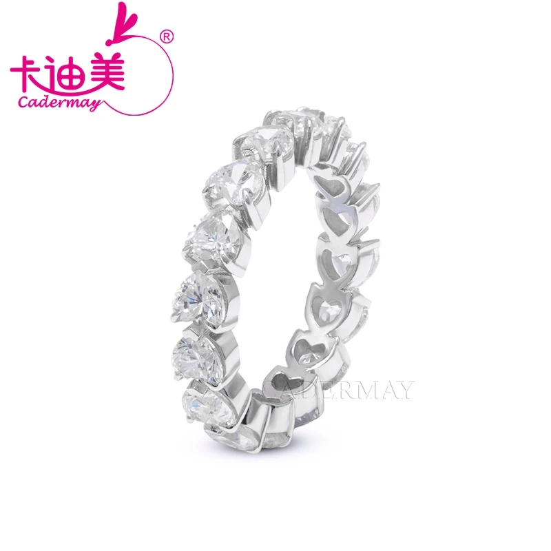 

CADERMAY Romantic 4X4mm Heart Shape S925 Moissanite Rings for Women Diamond Setting Fine Jewelry Wedding Birthday Gift