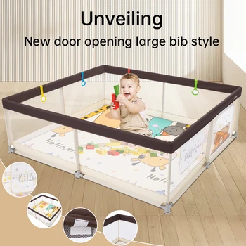 71" x79" Play pen for Baby Toddlers, Playpen with Mat,Unisex Play Yard, Play Pen Indoor&Outdoor,Big Baby Fence with Gate 2