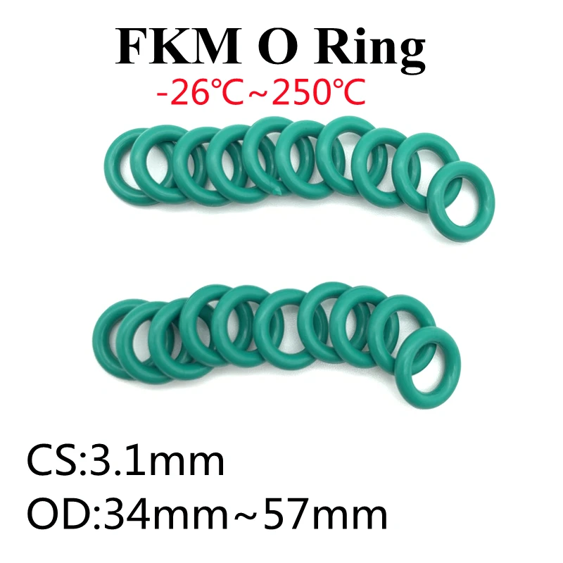 

50pcs O Rings Rubber Fluorine O Ring Seal FKM Sealing O-rings Nitrile Washer Rubber oring set Assortment Kit Set Ring CS 3.1mm
