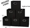 6-pack foldable fabric storage bins, black. Includes handles, ideal for cubbies, closets, or toy organization 3